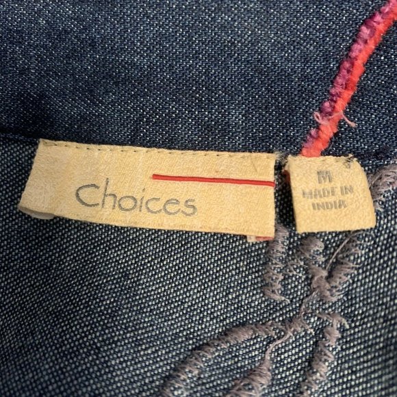 Jean Jacket Pink Purple Embroidered Swirls - Picture 8 of 9